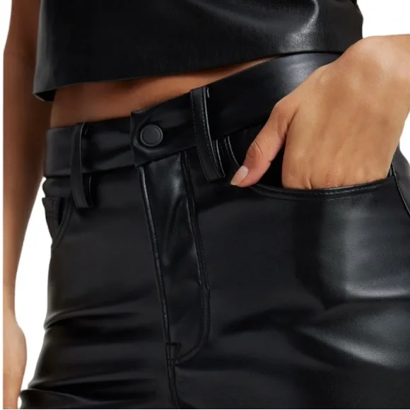 Good American Better Than Leather Faux Leather Good Icon Pants Black Size 8 NWT - Picture 4 of 12